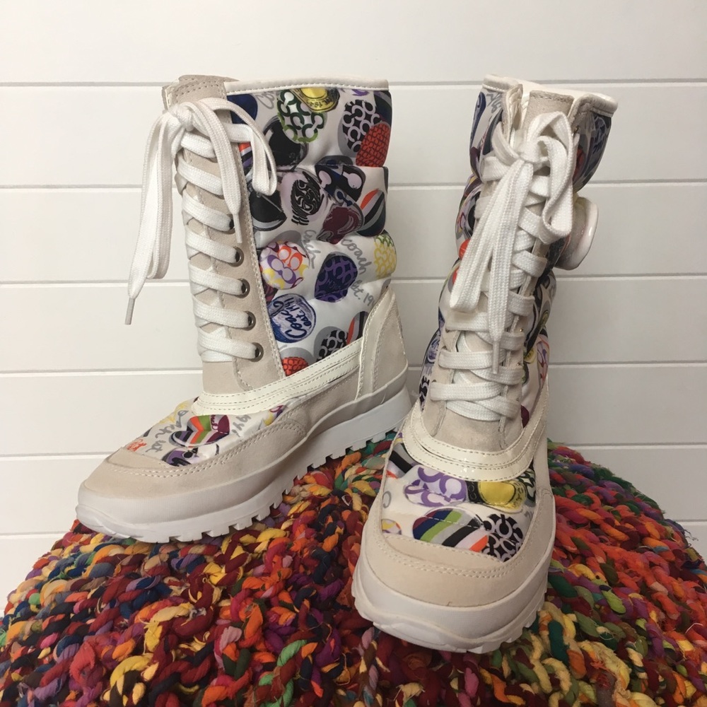 [Coach] NIB Multicolor Dorean Print Snow Boots New
